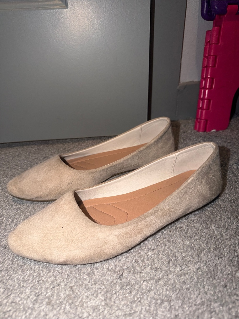 Classic Women's Suede Ballet Flats in Beige